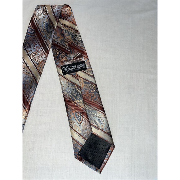 Stacy Adams Dress Tie Men’s Size 57” Brown Paisley 100% Microfiber Designer - Picture 9 of 12